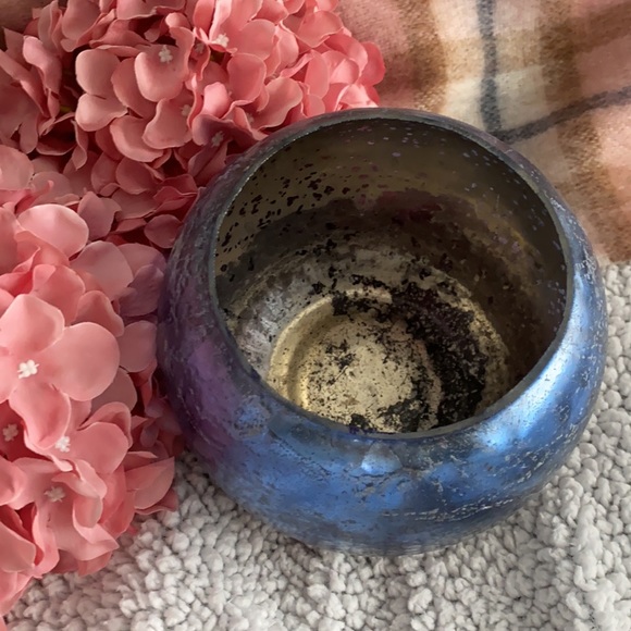 Blue/Black ombré glass crackle candle bowl - Picture 7 of 7